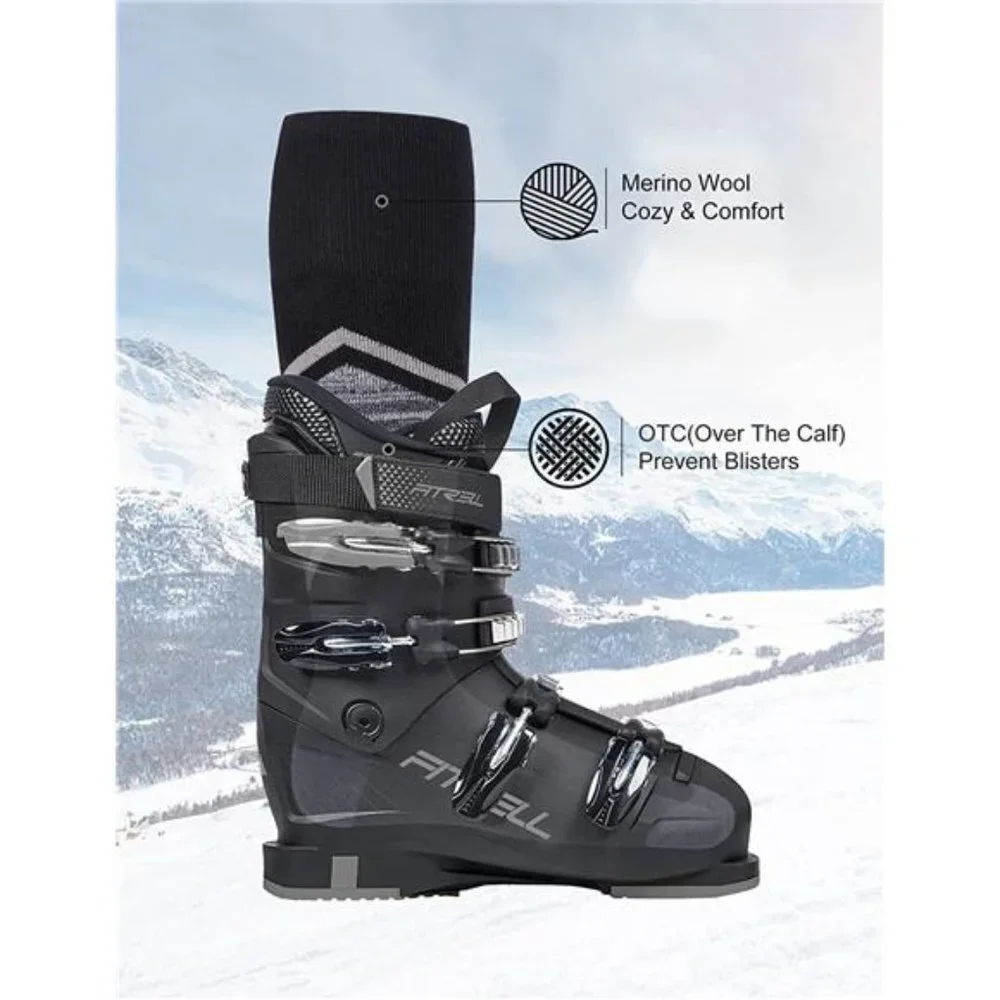 3 Pack Unisex Ski Socks Snowboarding Full Cushioned Winter Wool Socks